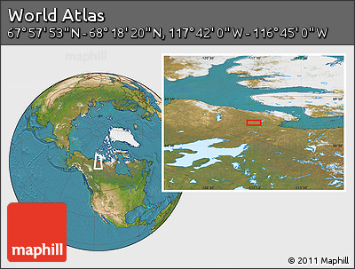 Satellite Location Map of the Area around 68° 8' 7" N, 117° 13' 29" W
