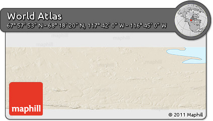 Shaded Relief Panoramic Map of the Area around 68° 8' 7" N, 117° 13' 29" W