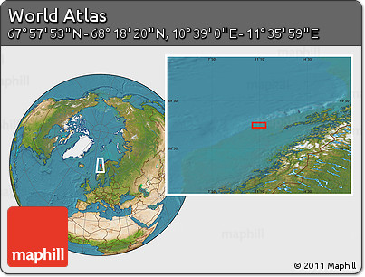 Satellite Location Map of the Area around 68° 8' 7" N, 11° 7' 30" E