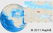 Shaded Relief Location Map of the area around 68° 8' 7" N, 123° 10' 30" W