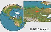 Satellite Location Map of the area around 68° 8' 7" N, 127° 25' 30" W