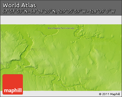 Physical 3D Map of the Area around 68° 8' 7" N, 129° 7' 30" W