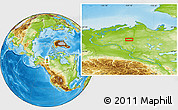 Physical Location Map of the area around 68° 8' 7" N, 129° 7' 30" W