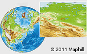 Physical Location Map of the area around 68° 8' 7" N, 143° 43' 29" E