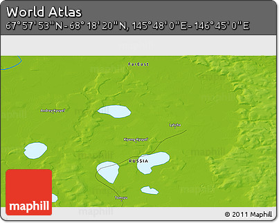 Physical 3D Map of the Area around 68° 8' 7" N, 146° 16' 30" E