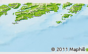 Physical 3D Map of the area around 68° 8' 7" N, 14° 31' 30" E