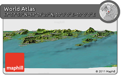 Satellite Panoramic Map of the Area around 68° 8' 7" N, 14° 31' 30" E