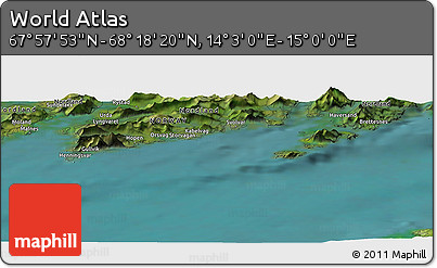 Satellite Panoramic Map of the Area around 68° 8' 7" N, 14° 31' 30" E