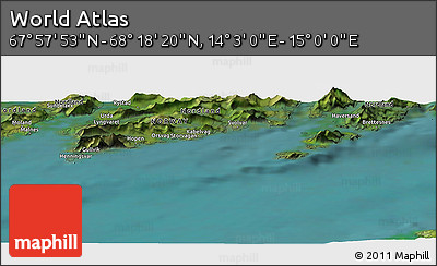 Satellite Panoramic Map of the Area around 68° 8' 7" N, 14° 31' 30" E