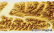 Physical 3D Map of the area around 68° 8' 7" N, 151° 13' 29" W
