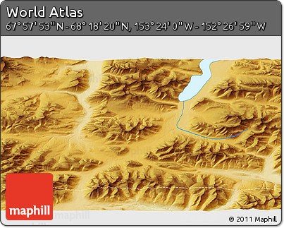 Physical 3D Map of the Area around 68° 8' 7" N, 152° 55' 30" W