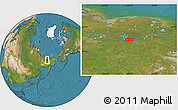 Satellite Location Map of the area around 68° 8' 7" N, 155° 37' 30" E