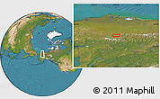 Satellite Location Map of the area around 68° 8' 7" N, 155° 28' 29" W