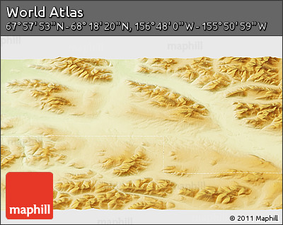 Physical 3D Map of the Area around 68° 8' 7" N, 156° 19' 29" W