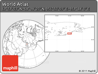 Blank Location Map of the Area around 68° 8' 7" N, 157° 19' 29" E