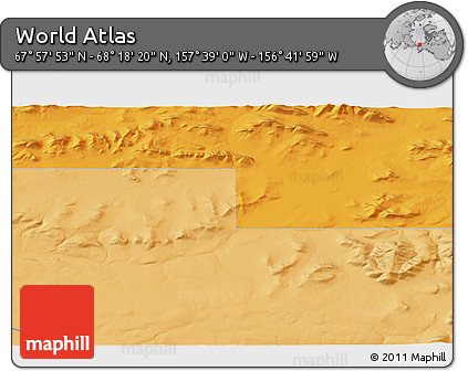 Political 3D Map of the Area around 68° 8' 7" N, 157° 10' 30" W