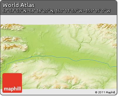 Physical 3D Map of the Area around 68° 8' 7" N, 159° 43' 29" W
