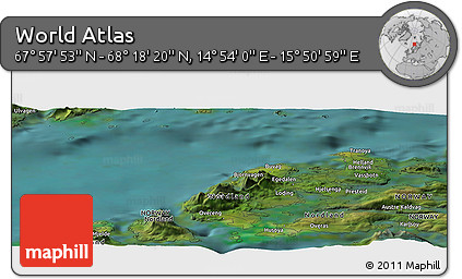 Satellite Panoramic Map of the Area around 68° 8' 7" N, 15° 22' 30" E