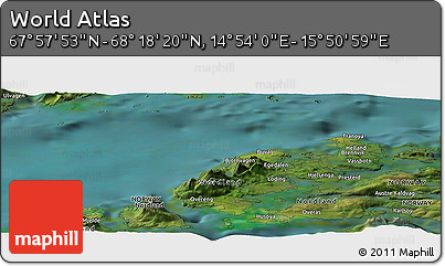 Satellite Panoramic Map of the Area around 68° 8' 7" N, 15° 22' 30" E