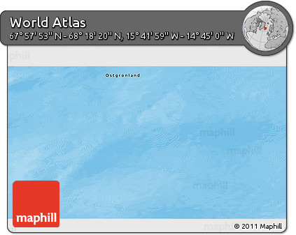 Shaded Relief 3D Map of the Area around 68° 8' 7" N, 15° 13' 29" W
