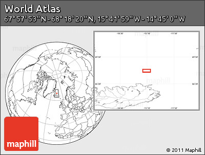 Blank Location Map of the Area around 68° 8' 7" N, 15° 13' 29" W