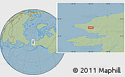 Savanna Style Location Map of the area around 68° 8' 7" N, 163° 7' 30" W, hill shading