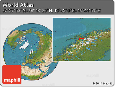 Satellite Location Map of the Area around 68° 8' 7" N, 16° 13' 30" E