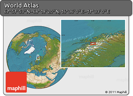 Satellite Location Map of the Area around 68° 8' 7" N, 17° 4' 30" E