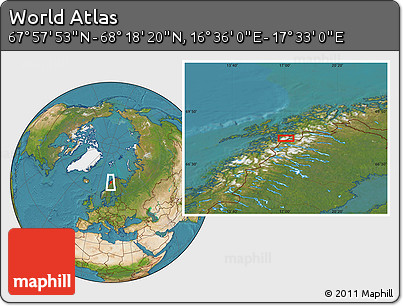 Satellite Location Map of the Area around 68° 8' 7" N, 17° 4' 30" E