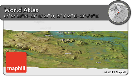 Satellite Panoramic Map of the Area around 68° 8' 7" N, 19° 37' 30" E