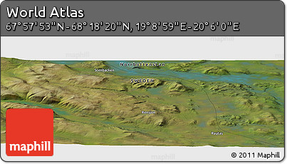 Satellite Panoramic Map of the Area around 68° 8' 7" N, 19° 37' 30" E