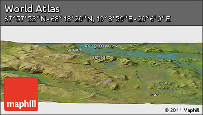 Satellite Panoramic Map of the Area around 68° 8' 7" N, 19° 37' 30" E