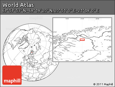 Blank Location Map of the Area around 68° 8' 7" N, 21° 19' 30" E