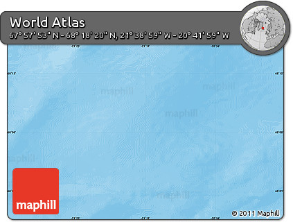 Shaded Relief Map of the Area around 68° 8' 7" N, 21° 10' 29" W
