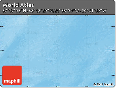Shaded Relief Map of the Area around 68° 8' 7" N, 21° 10' 29" W