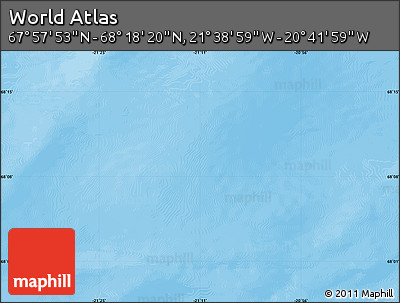 Shaded Relief Map of the Area around 68° 8' 7" N, 21° 10' 29" W