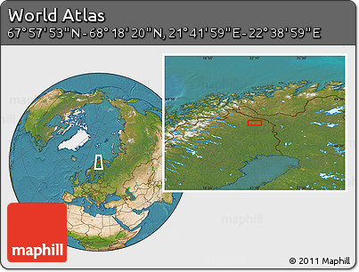 Satellite Location Map of the Area around 68° 8' 7" N, 22° 10' 29" E