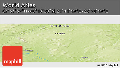 Physical Panoramic Map of the Area around 68° 8' 7" N, 22° 10' 29" E