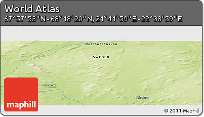 Physical Panoramic Map of the Area around 68° 8' 7" N, 22° 10' 29" E
