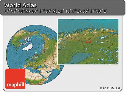 Satellite Location Map of the Area around 68° 8' 7" N, 24° 43' 30" E