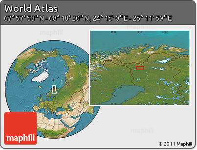 Satellite Location Map of the Area around 68° 8' 7" N, 24° 43' 30" E