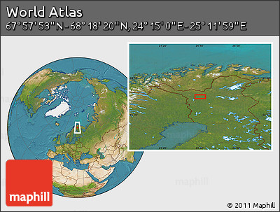 Satellite Location Map of the Area around 68° 8' 7" N, 24° 43' 30" E
