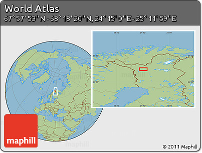 Savanna Style Location Map of the Area around 68° 8' 7" N, 24° 43' 30" E