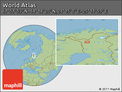 Savanna Style Location Map of the Area around 68° 8' 7" N, 24° 43' 30" E