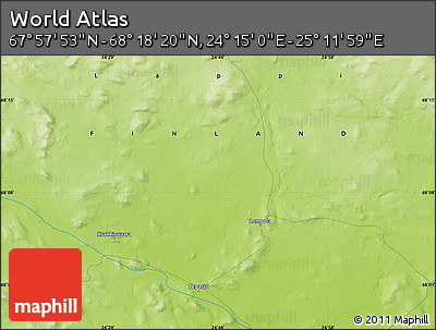 Physical Map of the Area around 68° 8' 7" N, 24° 43' 30" E