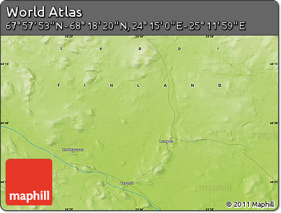 Physical Map of the Area around 68° 8' 7" N, 24° 43' 30" E