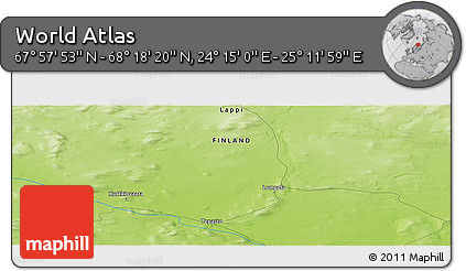 Physical Panoramic Map of the Area around 68° 8' 7" N, 24° 43' 30" E