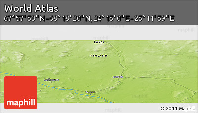 Physical Panoramic Map of the Area around 68° 8' 7" N, 24° 43' 30" E