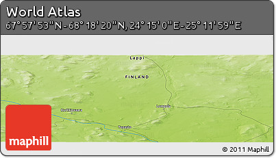 Physical Panoramic Map of the Area around 68° 8' 7" N, 24° 43' 30" E