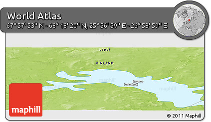 Physical Panoramic Map of the Area around 68° 8' 7" N, 26° 25' 29" E
